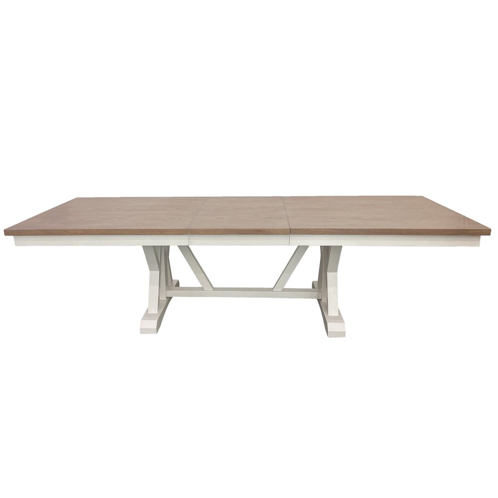 Modern Dining Extendable Trestle Table with 8 Upholstered Chairs
