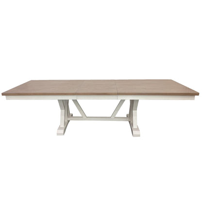 Modern Dining Extendable Trestle Table with 8 Upholstered Chairs