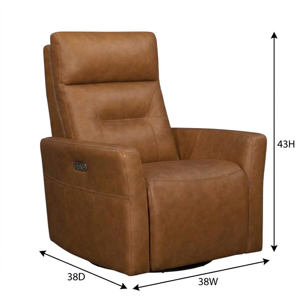 Vintage Caramel Power Swivel Recliner with Traditional Style and Plush Seat
