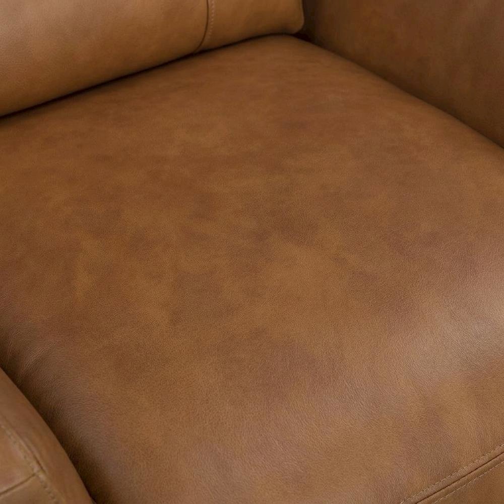 Vintage Caramel Power Swivel Recliner with Traditional Style and Plush Seat