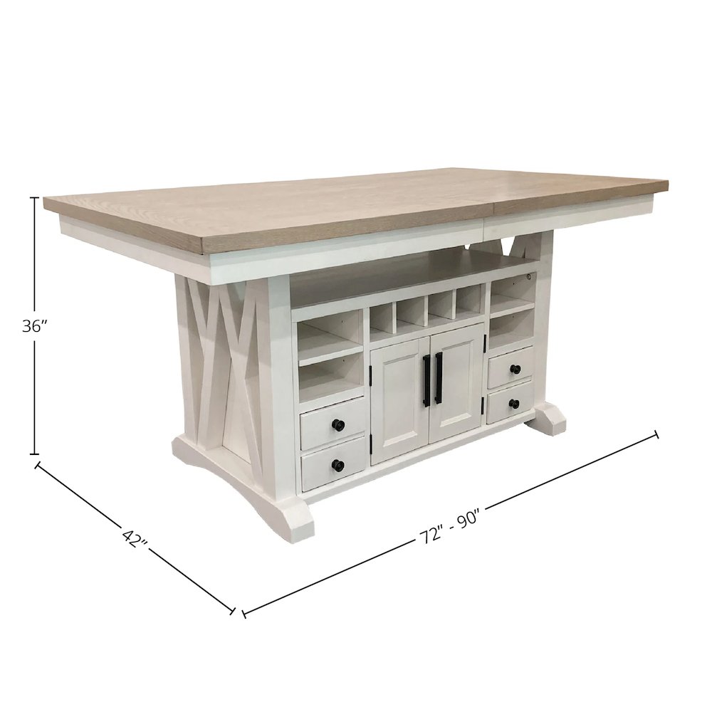 Modern Dining Island Counter Height Table with 6 upholstered chairs