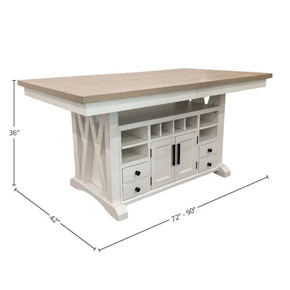 Modern Dining Island Counter Height Table with 6 upholstered chairs