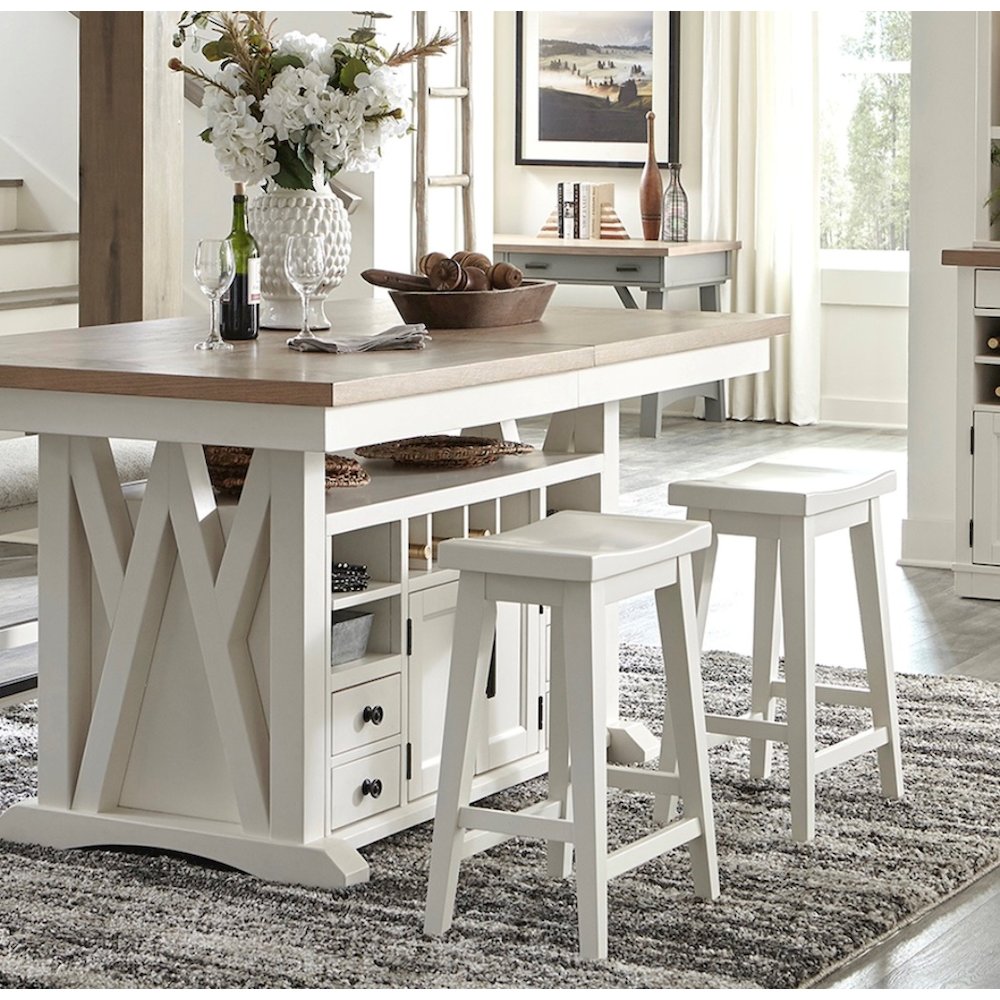 Modern Dining 72 In. Island Counter-Height Extendable Dining Table