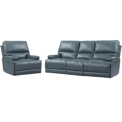 Whitman - Verona Azure - Powered By Freemotion Power Reclining Sofa and Recliner