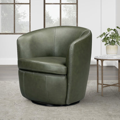 Barolo Lyric Sage 100% Italian Leather Swivel Club Chair