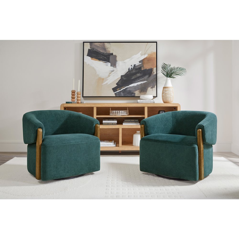 Finley - Island Teal Swivel Accent Chair Two Pack