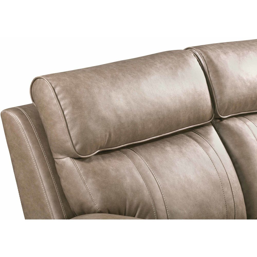 Theon Stokes Toffee Manual Reclining Sofa with Drop Down Table