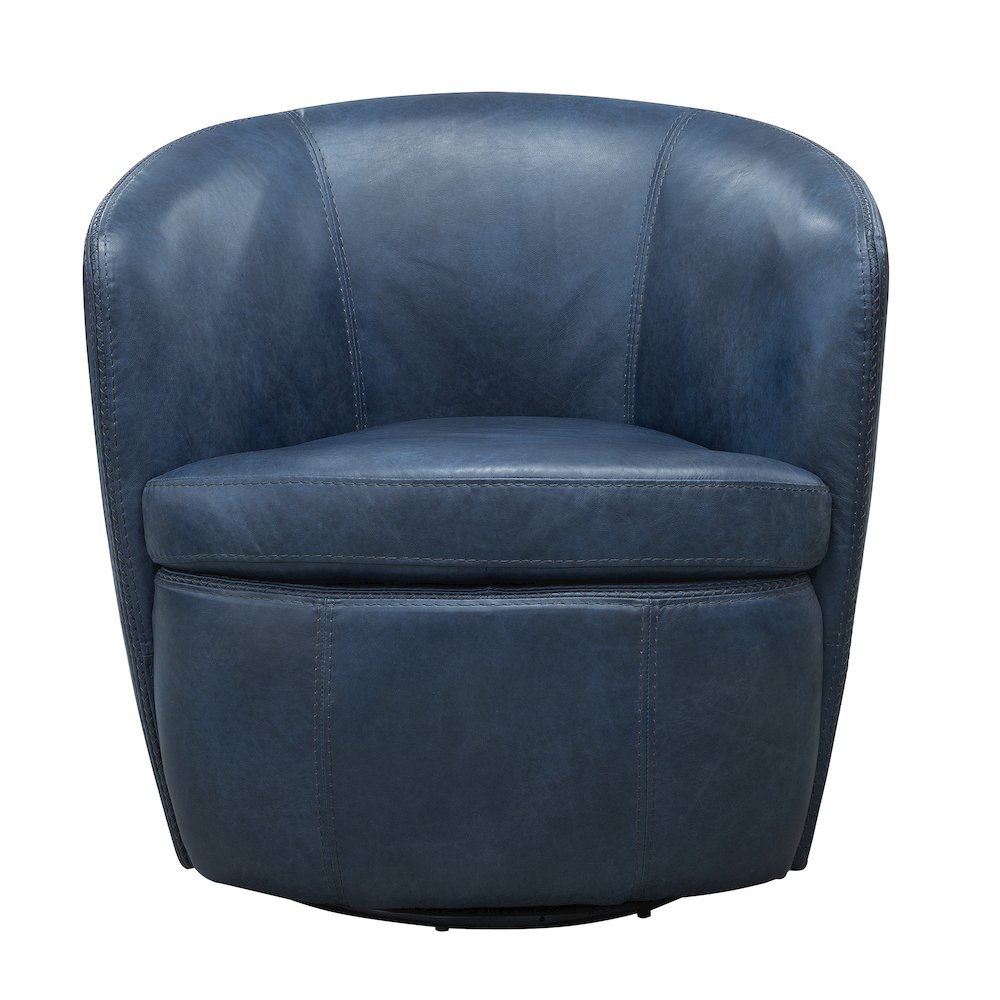 Barolo - Vintage Navy 100% Italian Leather Swivel Club Chair