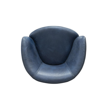 Barolo - Vintage Navy 100% Italian Leather Swivel Club Chair