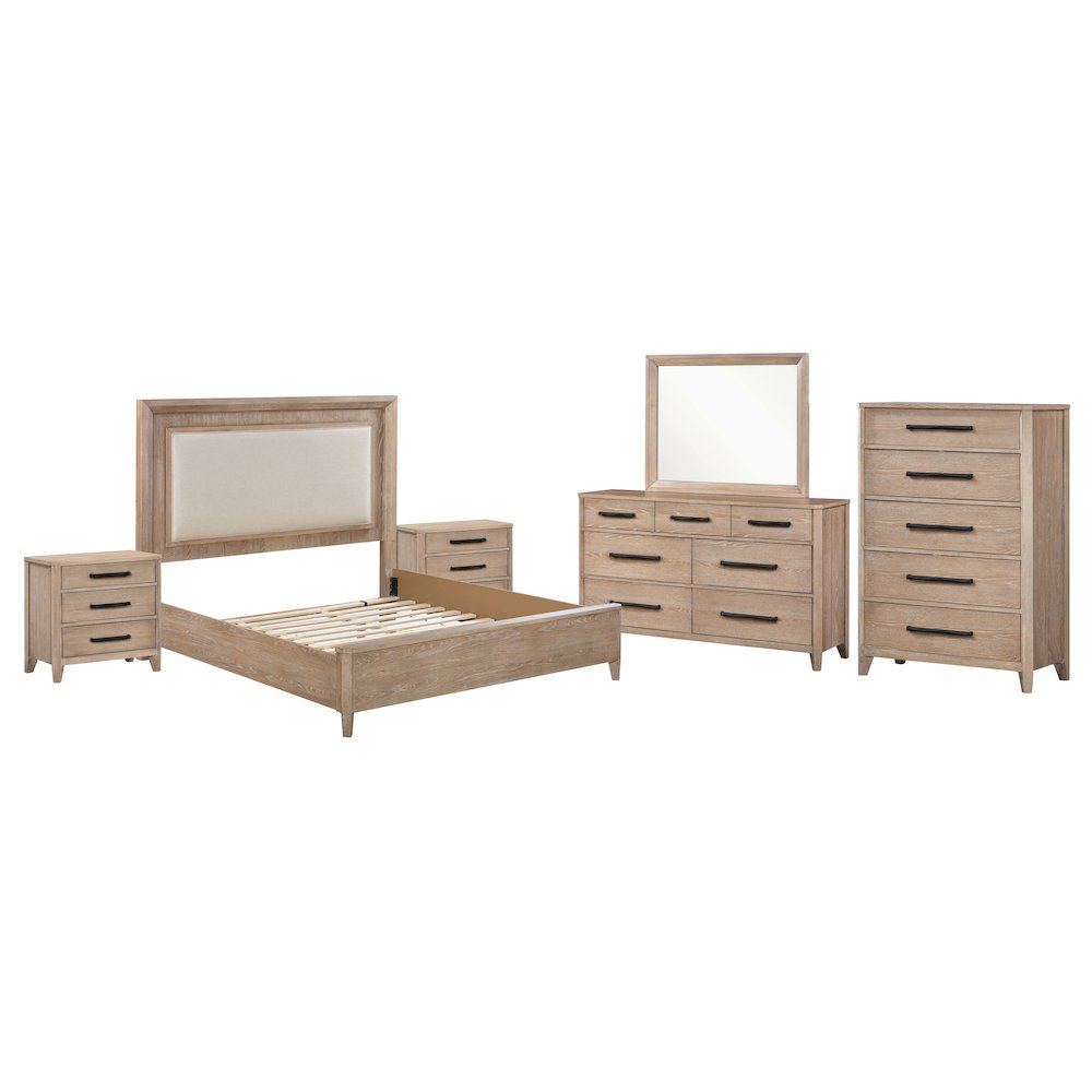 Breckenridge Bedroom Queen Bed 2 Nightstands Dresser with Mirror and Chest