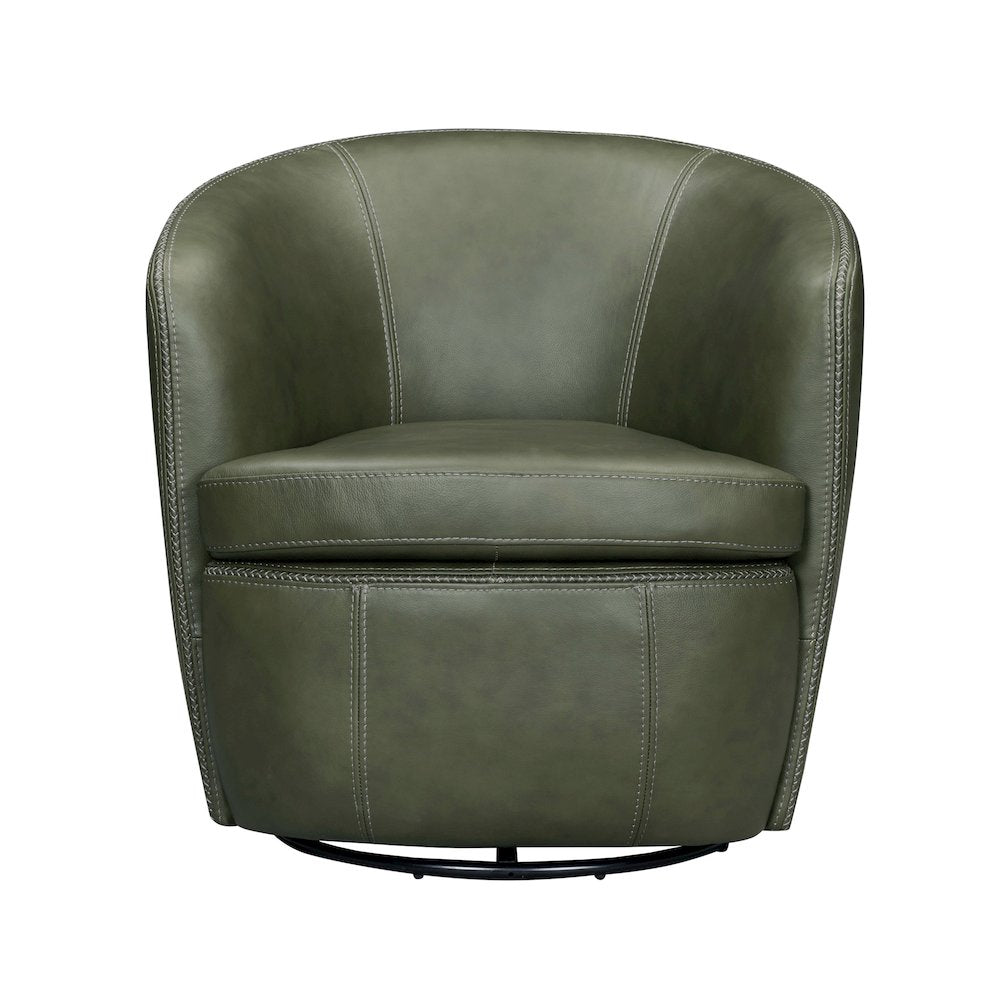 Barolo Lyric Sage 100% Italian Leather Swivel Club Chair
