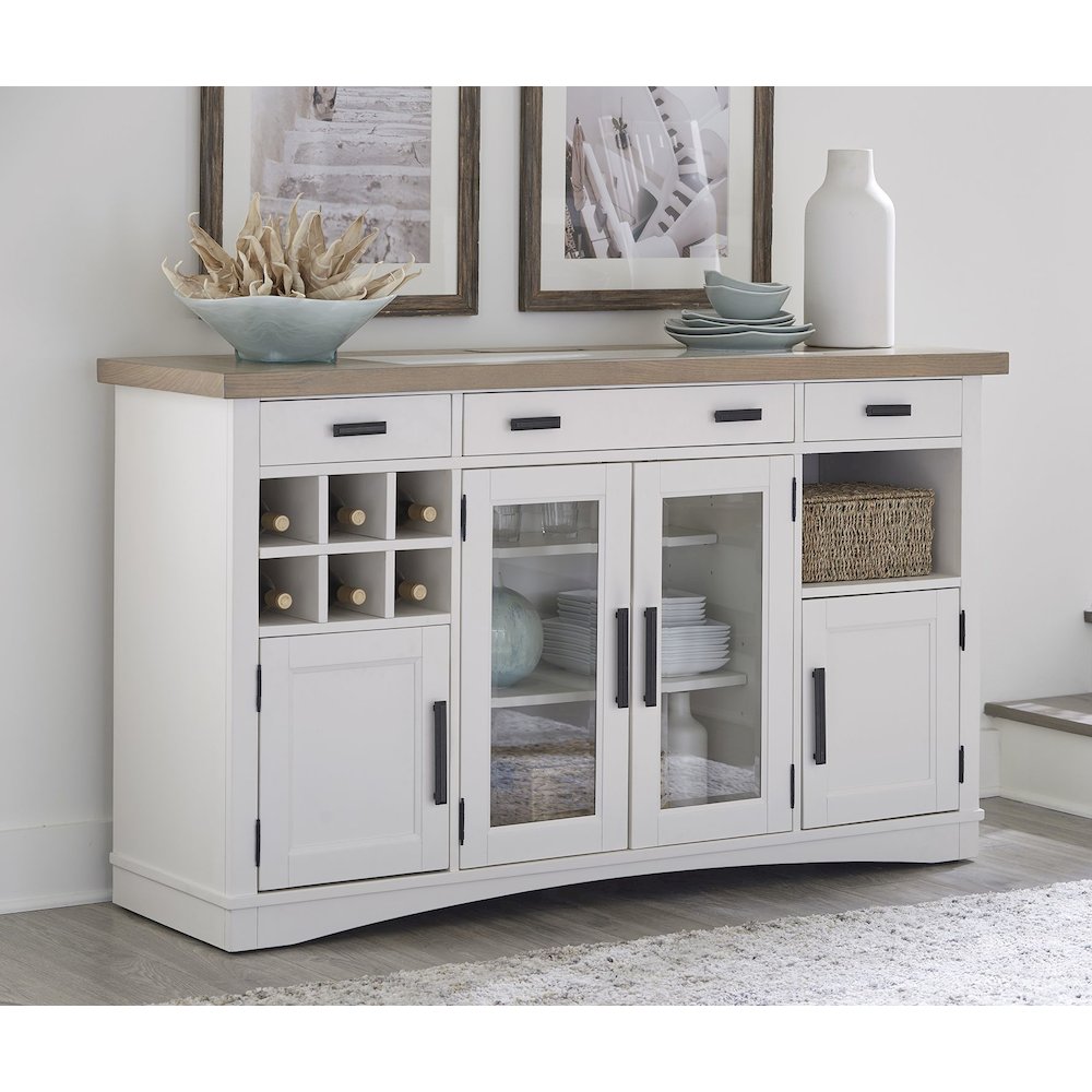 Modern Dining 66 In. X 19 In. Buffet Server with Quartz Insert