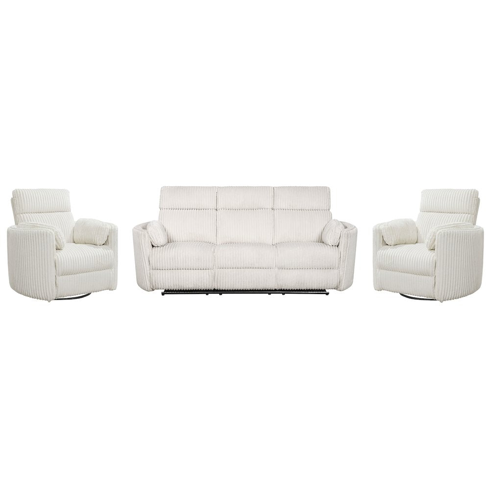 Radius - Mega Ivory Power Reclining Sofa and Two Recliners