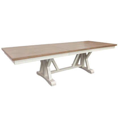 Modern Dining Extendable Trestle Table with 8 Upholstered Chairs