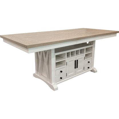 Modern Dining Island Counter Height Table with 6 upholstered chairs