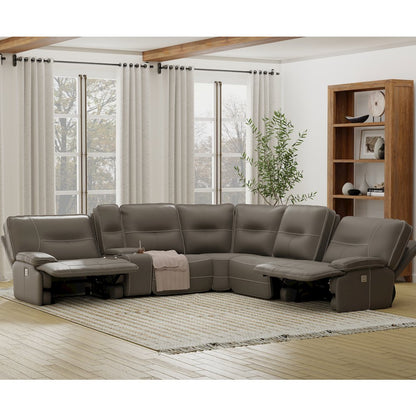 6 Piece Modular Power Reclining Sectional with Power Adjustable Headrests