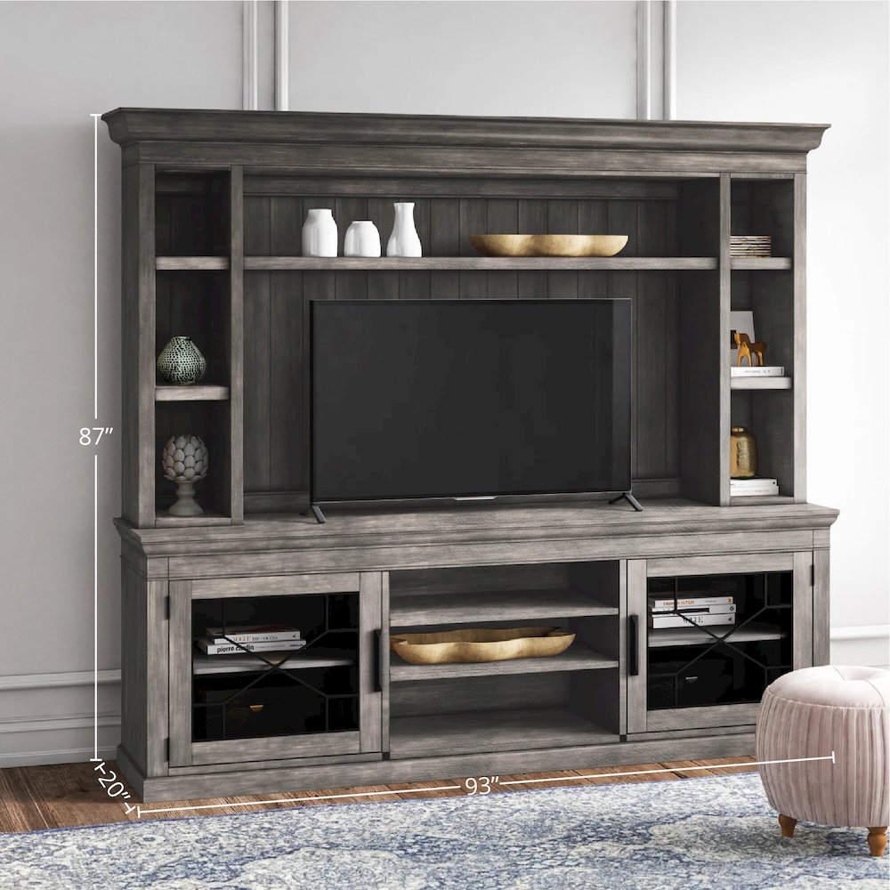 Sundance - Smokey Grey 92 In. Console with Hutch and Back Panel