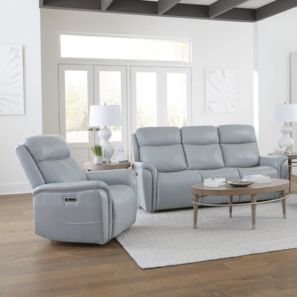 Cascade - Seamist Grey Power Reclining Sofa and Recliner