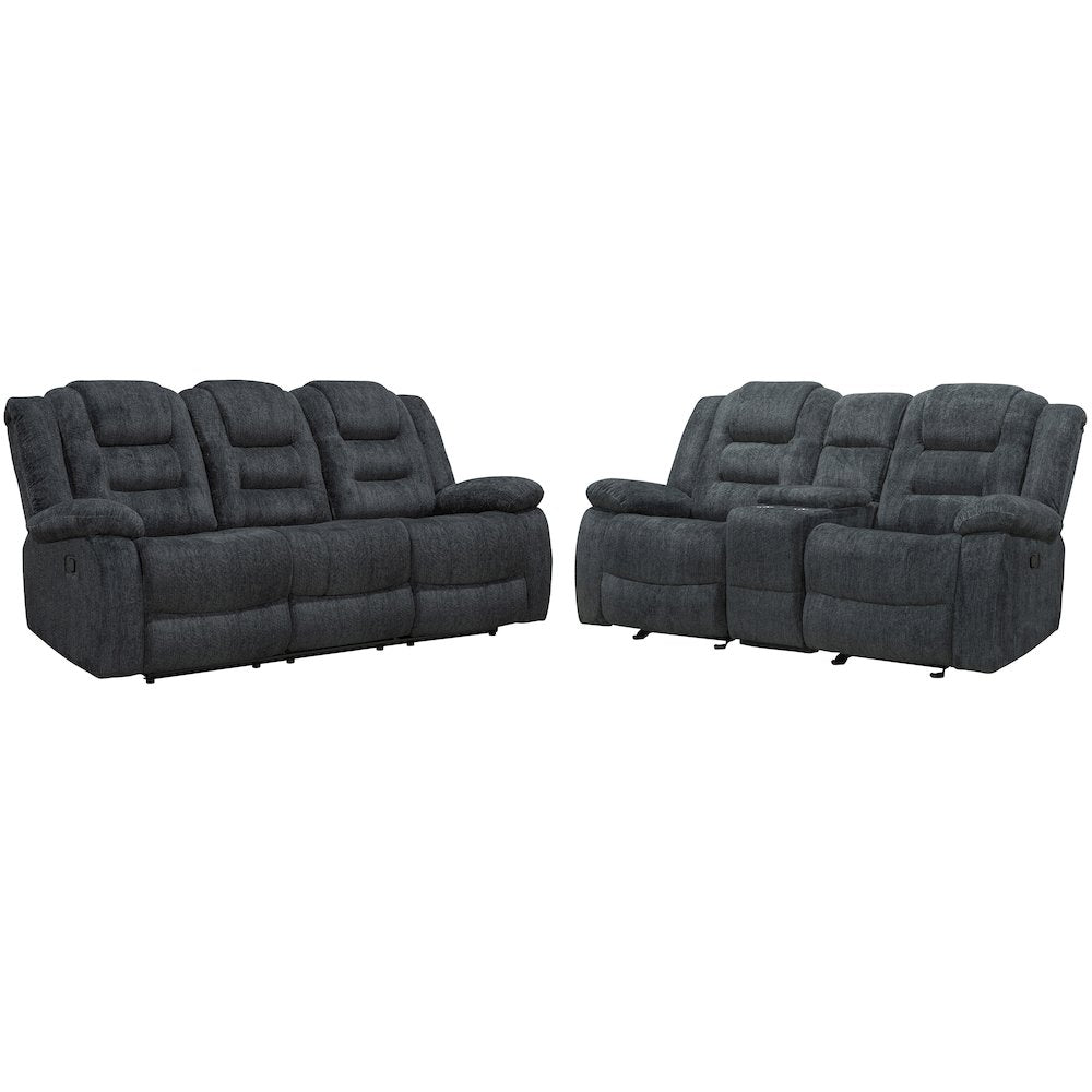 Bolton - Misty Storm Manual Glider Reclining Sofa and Loveseat
