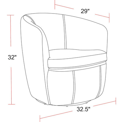 Barolo Lyric Sage 100% Italian Leather Swivel Club Chair