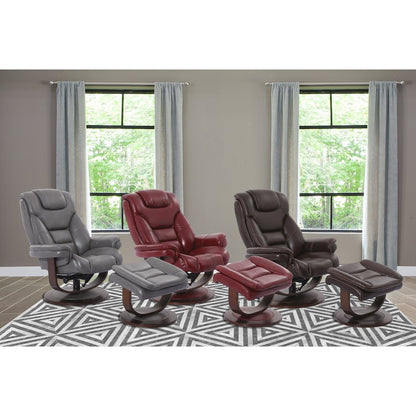 Monarch - Ice Manual Reclining Swivel Chair and Ottoman