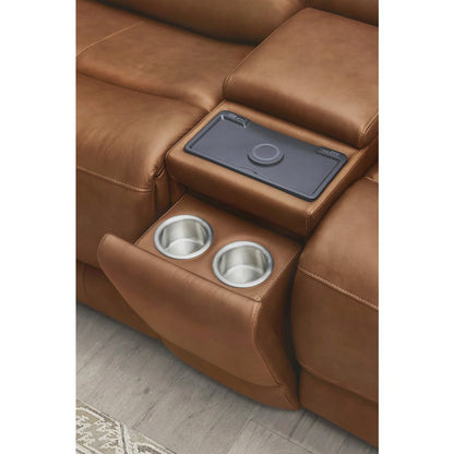 Belmont Lyric Caramel Zero Gravity Power Reclining Tilt Console Loveseat P3