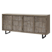 Brown solid mango TV console with transitional style and 78-inch width