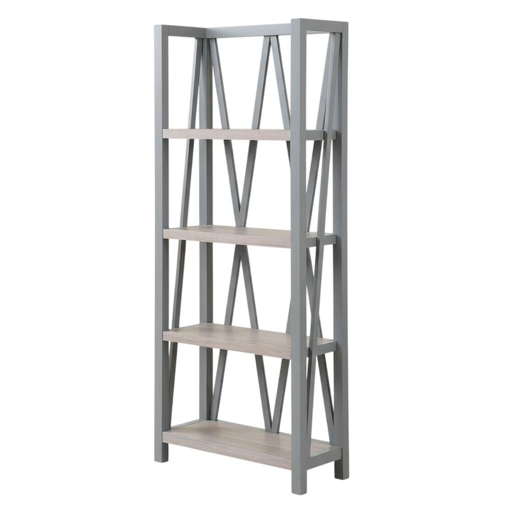 Grey Modern Bookcase with Factory-Style American Traditional Design