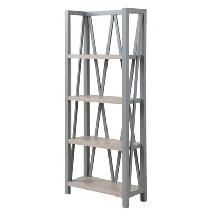 Grey Modern Bookcase with Factory-Style American Traditional Design