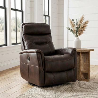 Gemini - Truffle Power Swivel Glider Recliner