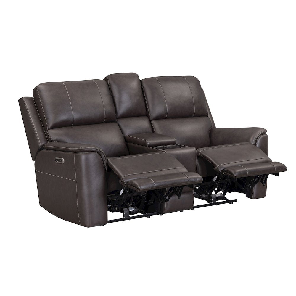 Easton Steamboat Brown Zero Gravity Power Reclining Tilt Console Loveseat P3