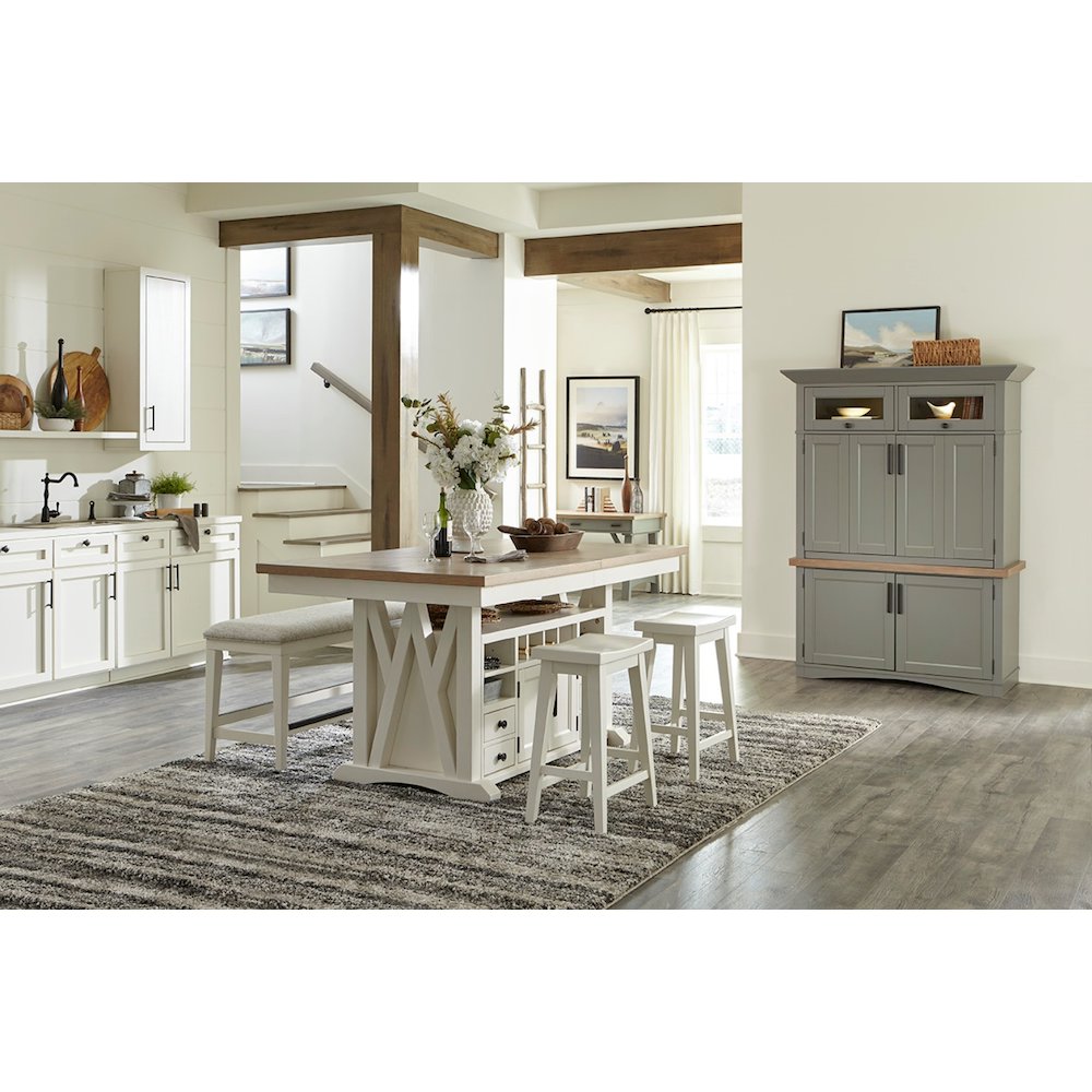 Modern Dining 72 In. Island Counter-Height Extendable Dining Table