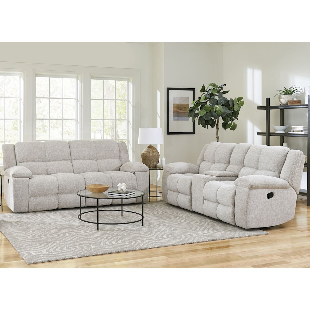 Buster - Opal Taupe Manual Reclining Sofa and Loveseat