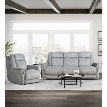 Linus - Hudson Grey Power Reclining Sofa and Recliner