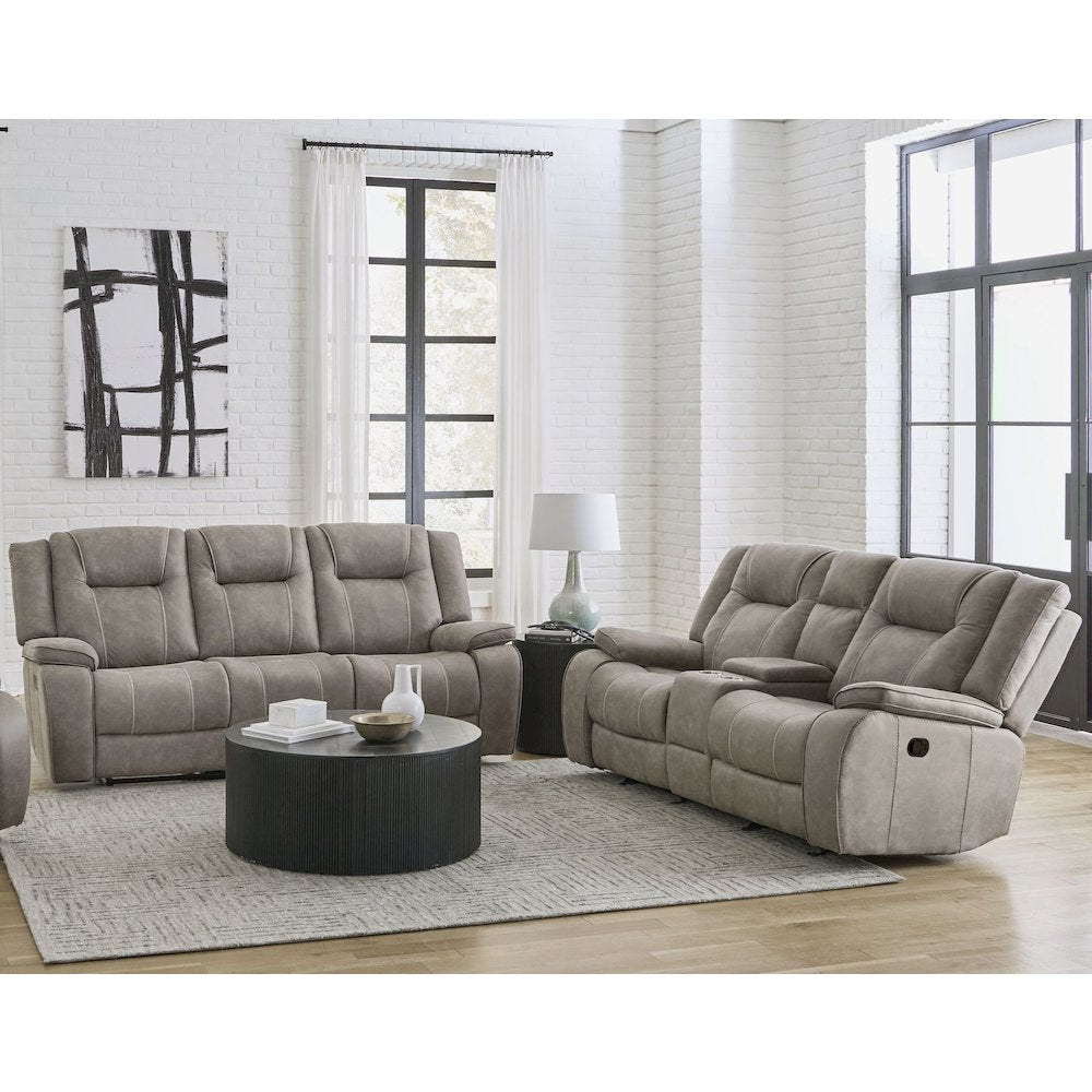 Blake - Desert Taupe Manual Reclining Sofa and Loveseat
