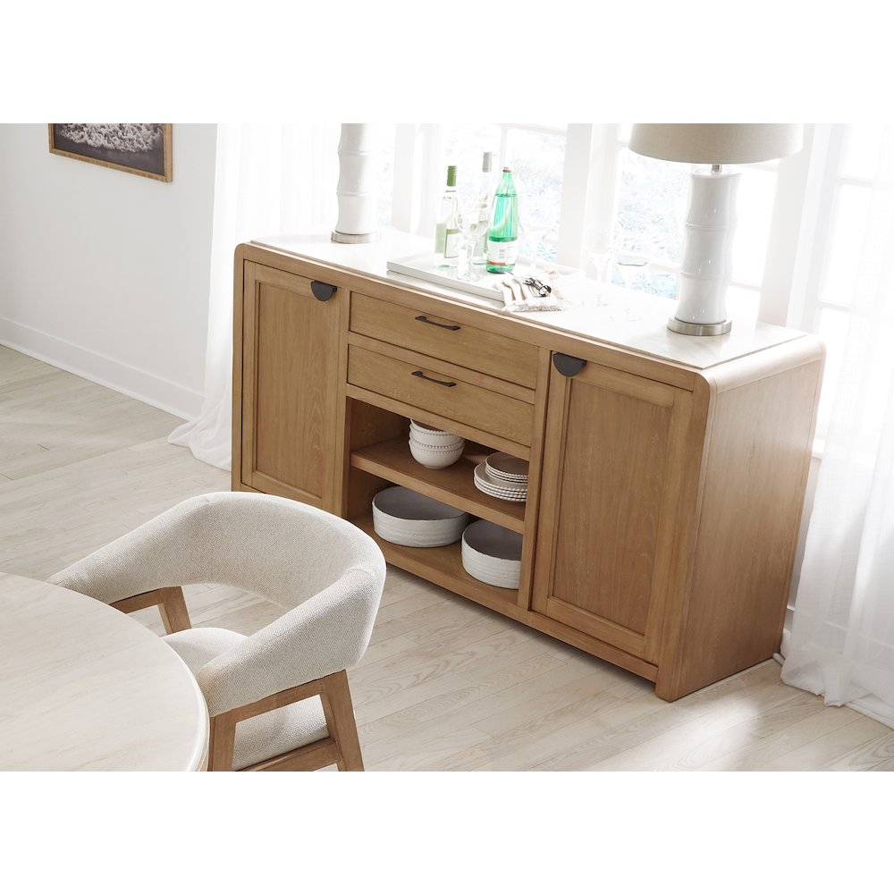 Dining 54" Round Table with buffet server & 4 barrel chairs