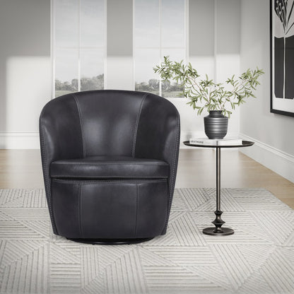Barolo - Vintage Onyx 100% Italian Leather Swivel Club Chair