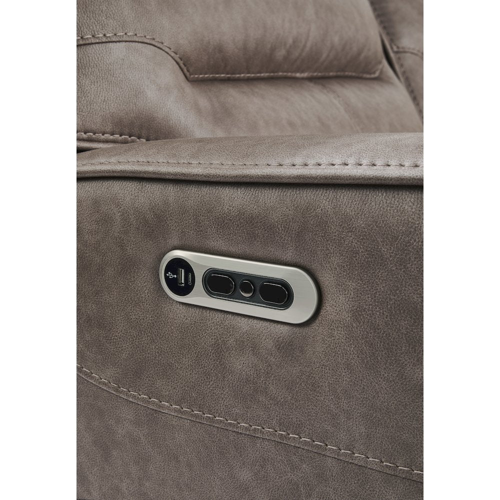 Lawson Sydney Brunette Zero Gravity Triple Power Reclining Sofa with Drop