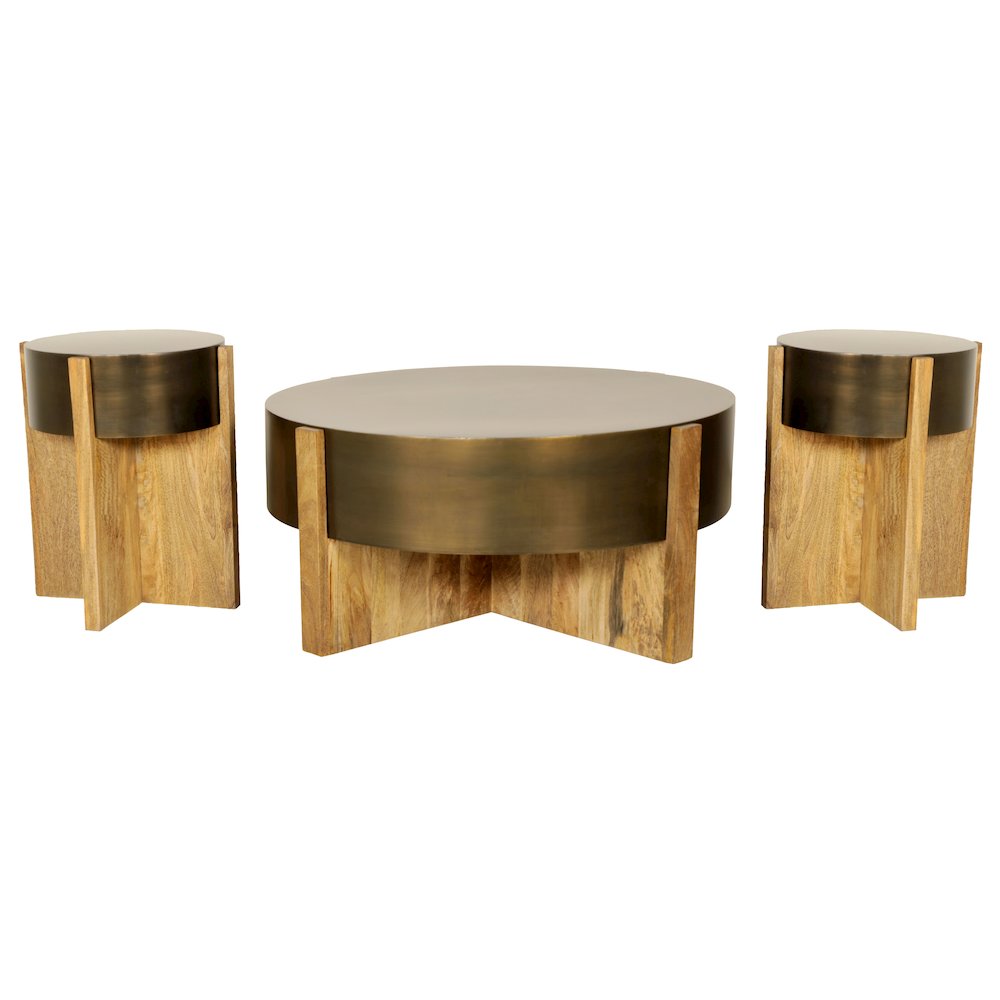 Aspen 42 Inch Round Cocktail Table with 2 End Tables