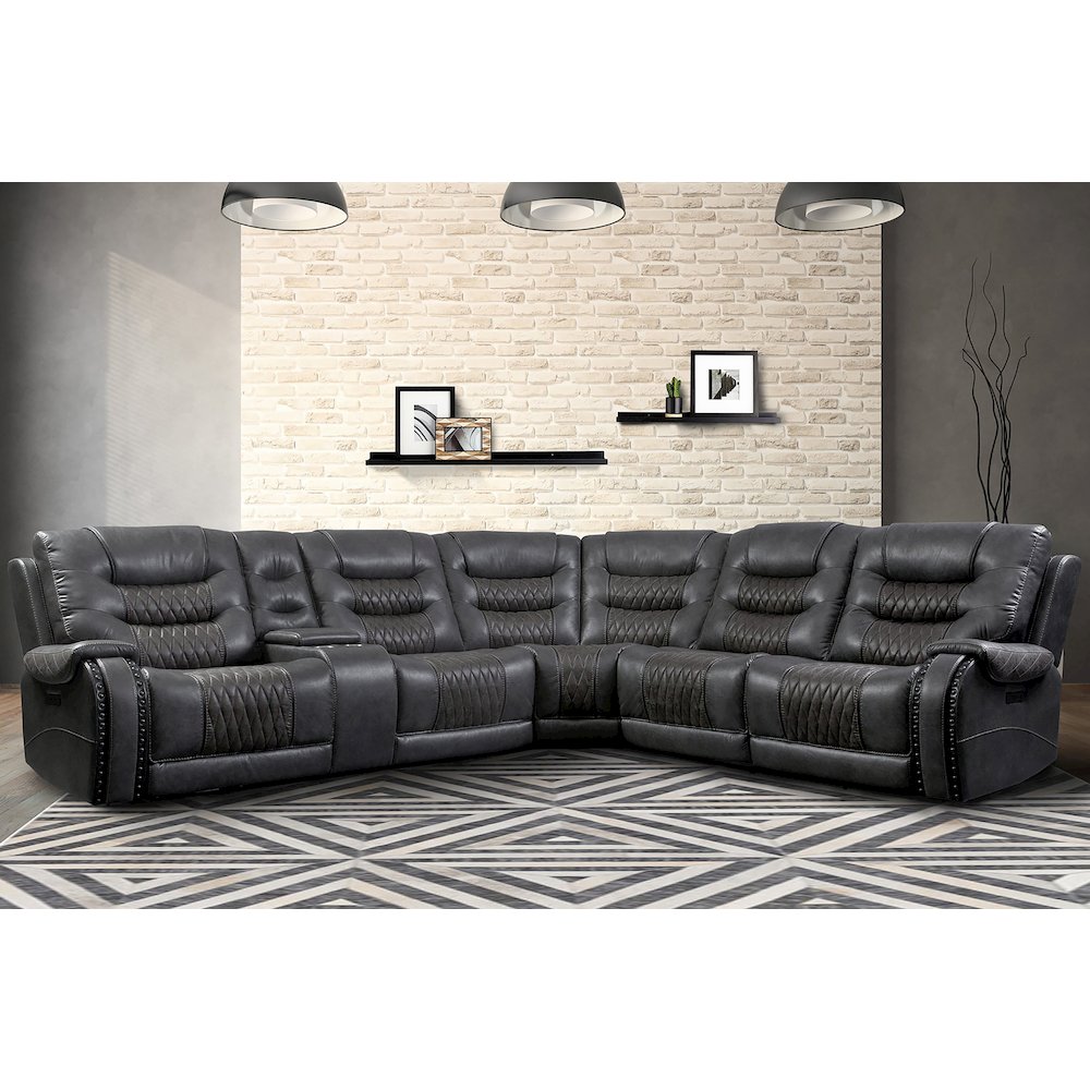 Stallion 6 Piece Modular Power Sectional with Drop Down Table