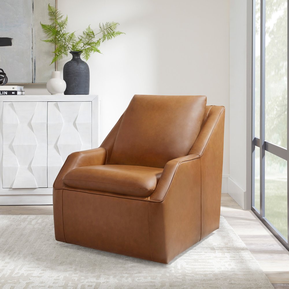 Asher - Steamboat Ecru Swivel Accent Chair