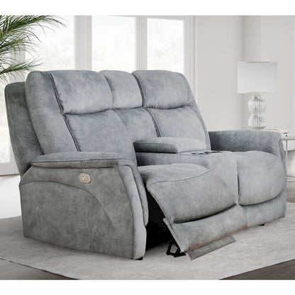 Linus - Hudson Grey Power Reclining Sofa and Loveseat
