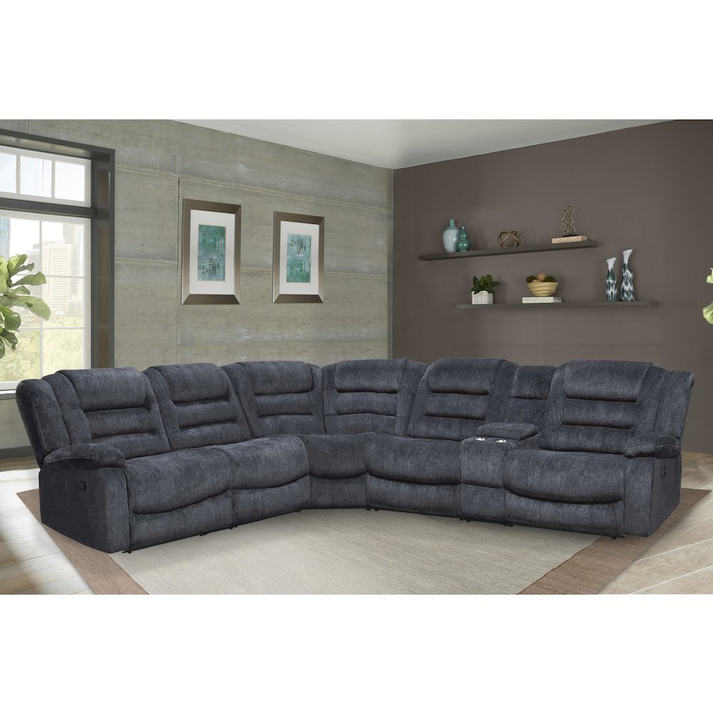Misty Storm 6 Piece Modular Reclining Sectional and Entertainment Console