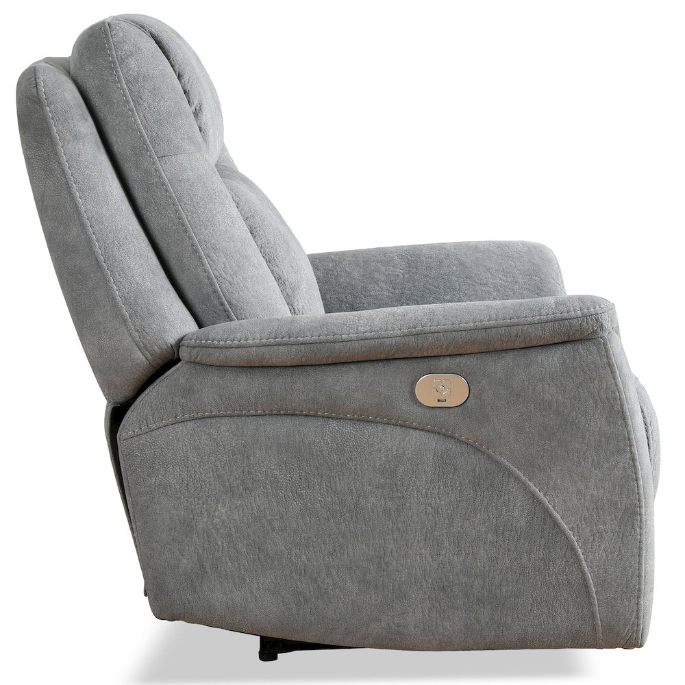 Linus - Hudson Grey Power Reclining Sofa and Two Recliners