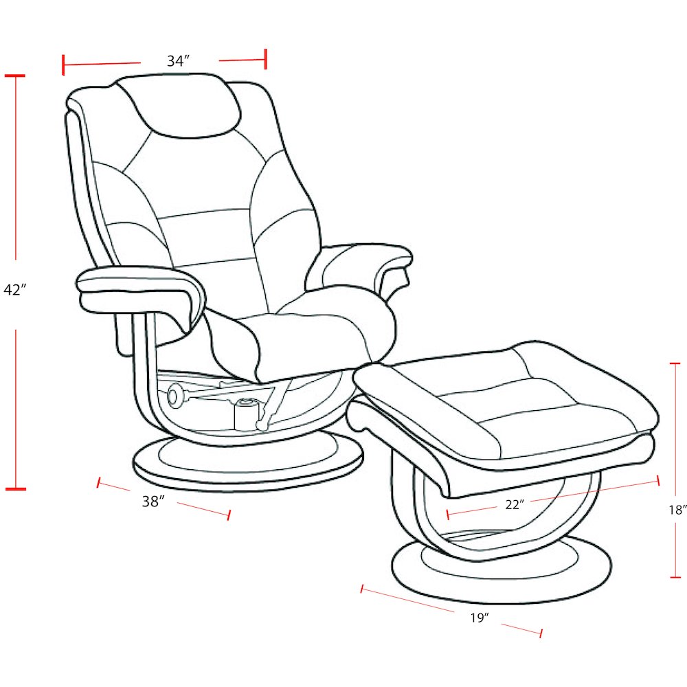 Knight - Haze Manual Reclining Swivel Chair and Ottoman