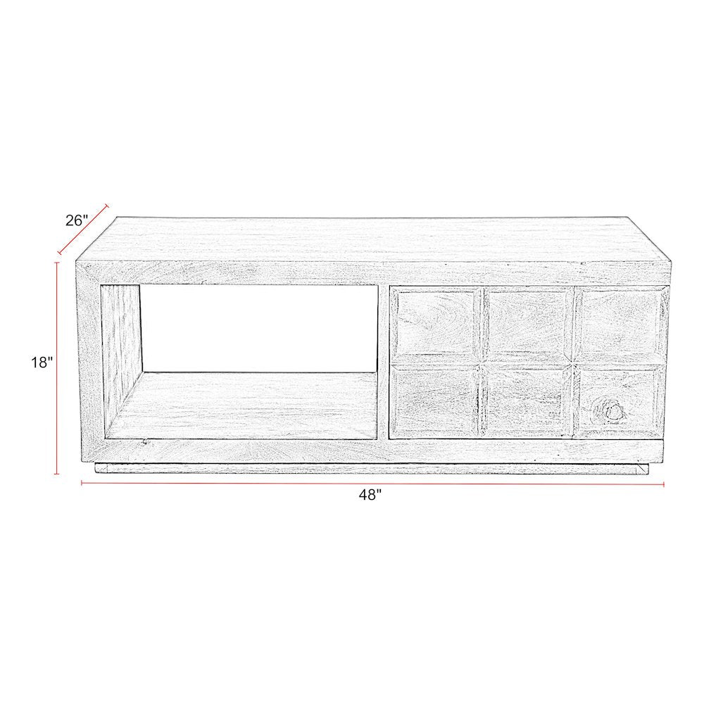 Laguna Rectangular Storage Cocktail Table with 2 End Tables and Console
