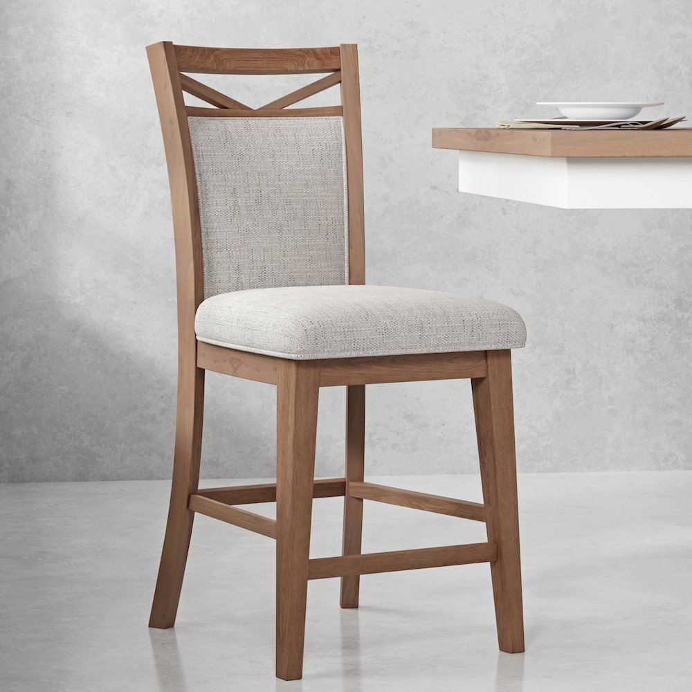 Modern Dining Island Counter Height Table with 8 upholstered chairs