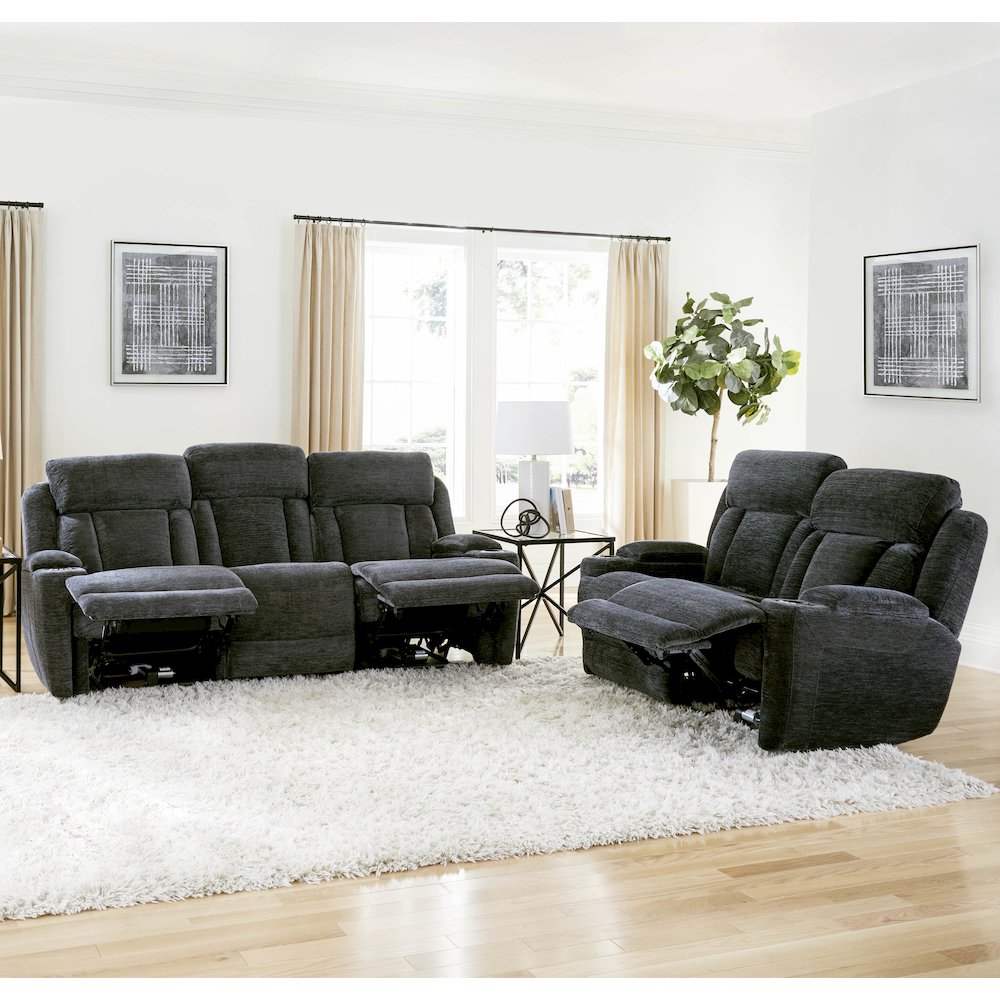 Dalton - Lucky Charcoal Power Reclining Sofa and Loveseat