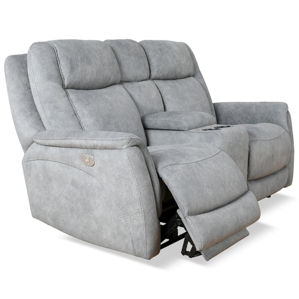 Linus - Hudson Grey Power Reclining Sofa and Loveseat