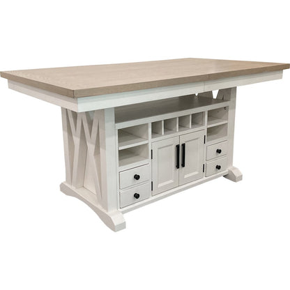 Modern Dining Island Counter Height Table with 8 upholstered chairs